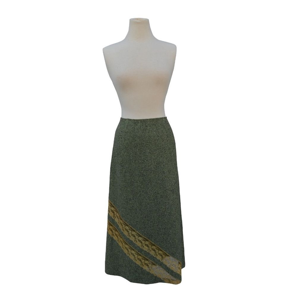 Vintage Virgin Wool Green Dress Skirt 44